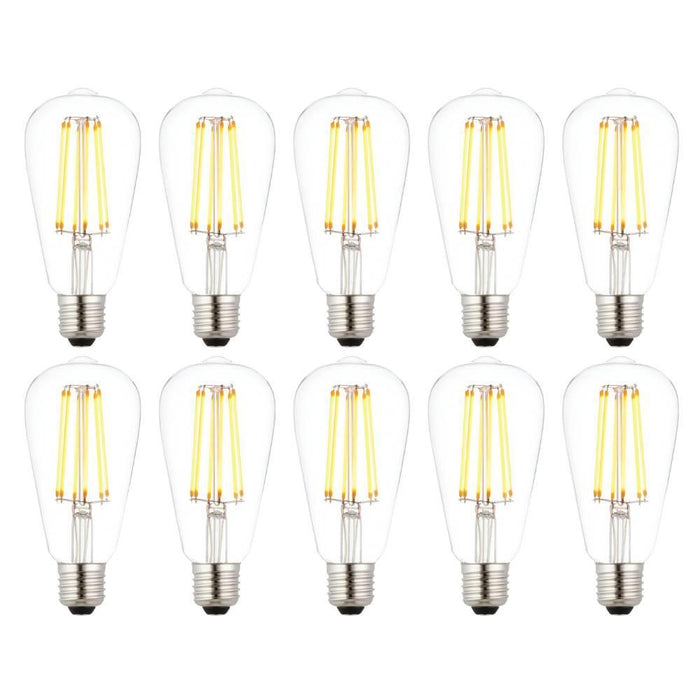 10 X E27 LED 6w Filament Clear Pear Shaped Dimmable Light Bulb