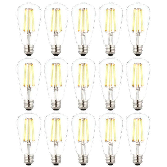 15 X E27 LED 6w Filament Clear Pear Shaped Dimmable Light Bulb