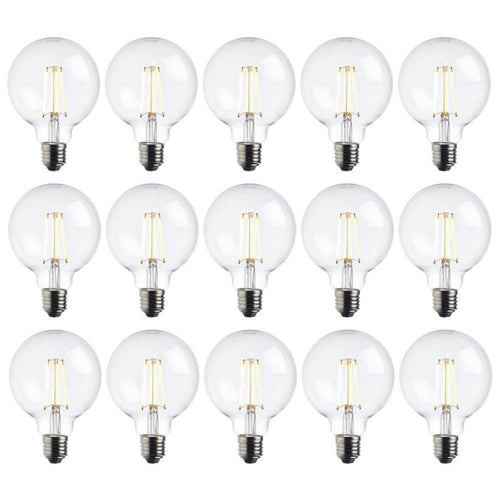 15 x e27 warm white led filament globe light bulb dimmable 7wby saxby lighting