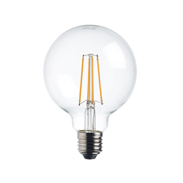 15 x e27 warm white led filament globe light bulb dimmable 7w by saxby lighting, close up image 13