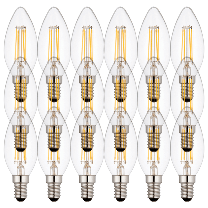18 x E14 LED Dimmable Lamp/Bulb Candle Filament 4W (25W Equivalent)