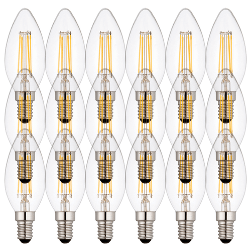 18 x E14 LED Dimmable Lamp/Bulb Candle Filament 4W (25W Equivalent)