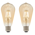 2 X E27 LED Filament Amber Pear Shaped Dimmable 6w Light Bulb