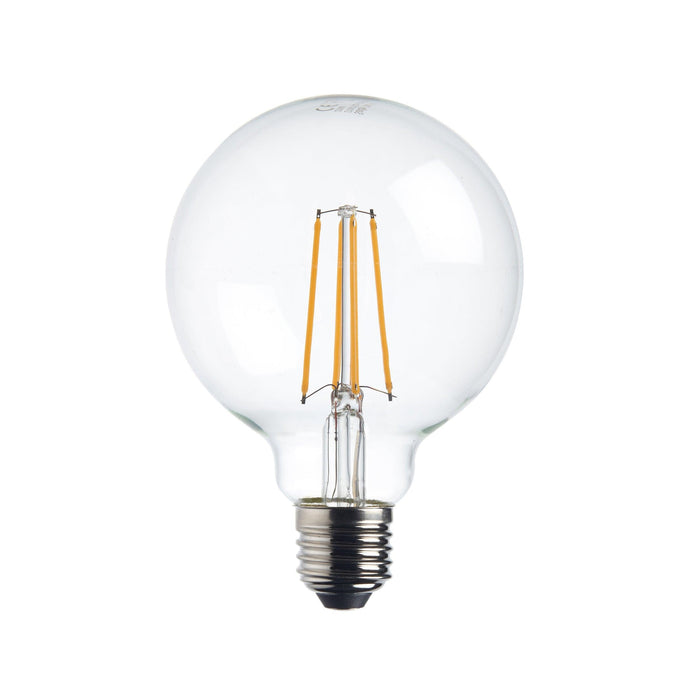 2 x e27 warm white led filament globe light bulb dimmable 7w by saxby lighting, close up image 20