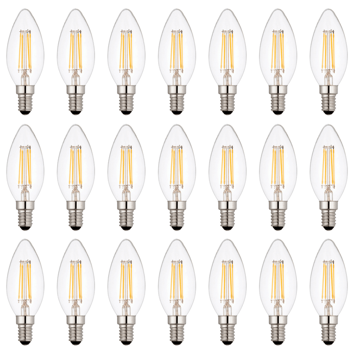21 x E14 LED Dimmable Lamp/Bulb Candle Filament 4W (25W Equivalent)