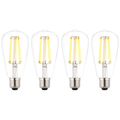 4 X E27 LED 6w Filament Clear Pear Shaped Dimmable Light Bulb