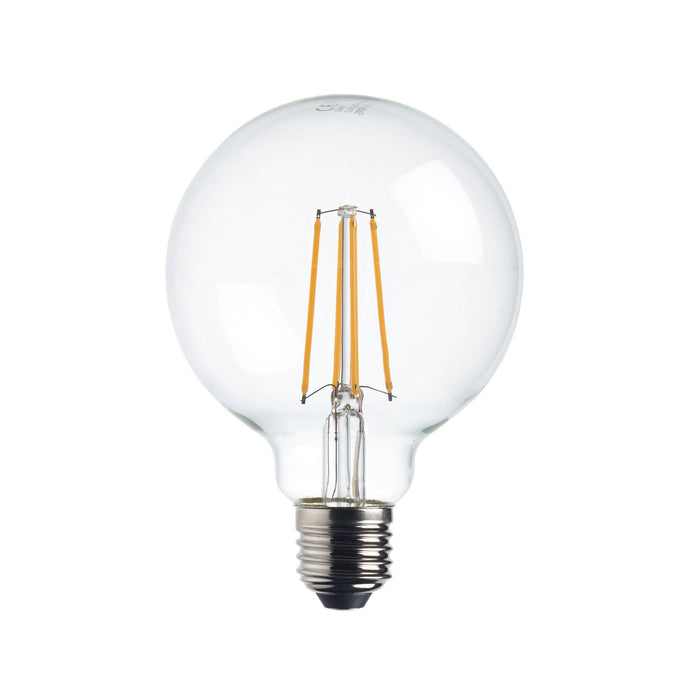 5 x e27 warm white led filament globe light bulb dimmable 7w by saxby lighting, close up image 18