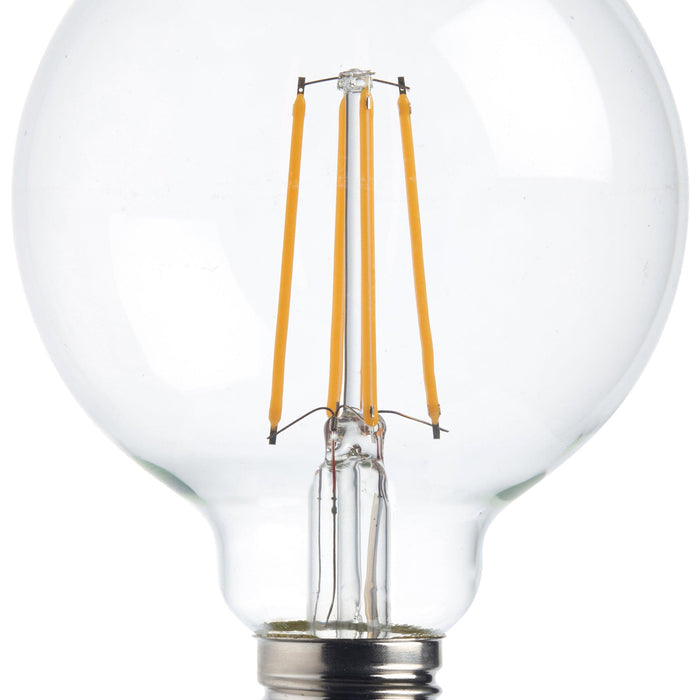 5 x e27 warm white led filament globe light bulb dimmable 7w by saxby lighting, close up image 19
