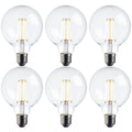 6 x e27 warm white led filament globe light bulb dimmable 7wby saxby lighting