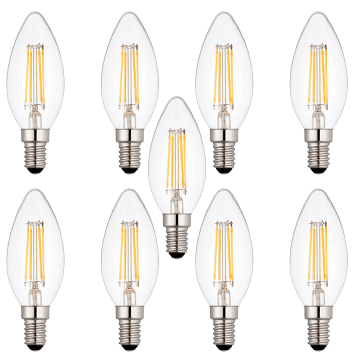 9 x E14 LED Dimmable Lamp/Bulb Candle Filament 4W (25W Equivalent)