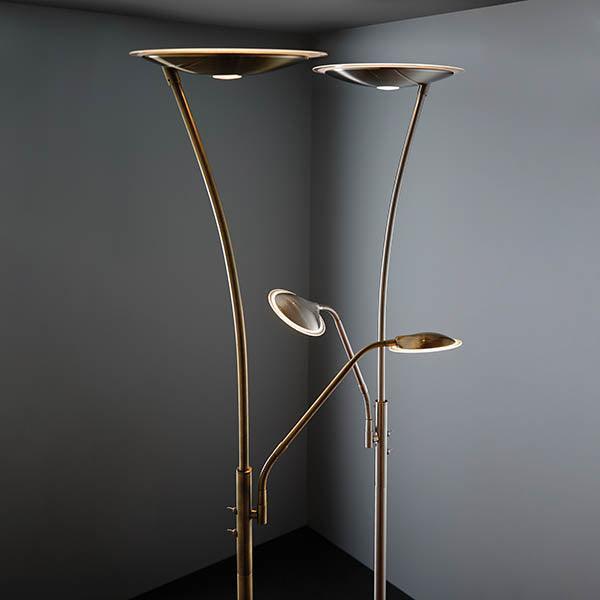 alassio 1lt antique brass floor lamp by Endon Lighting Living Room Close Up 198