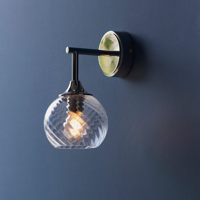 allegra nickel wall light spiral glass shade by Endon Lighting Living room image