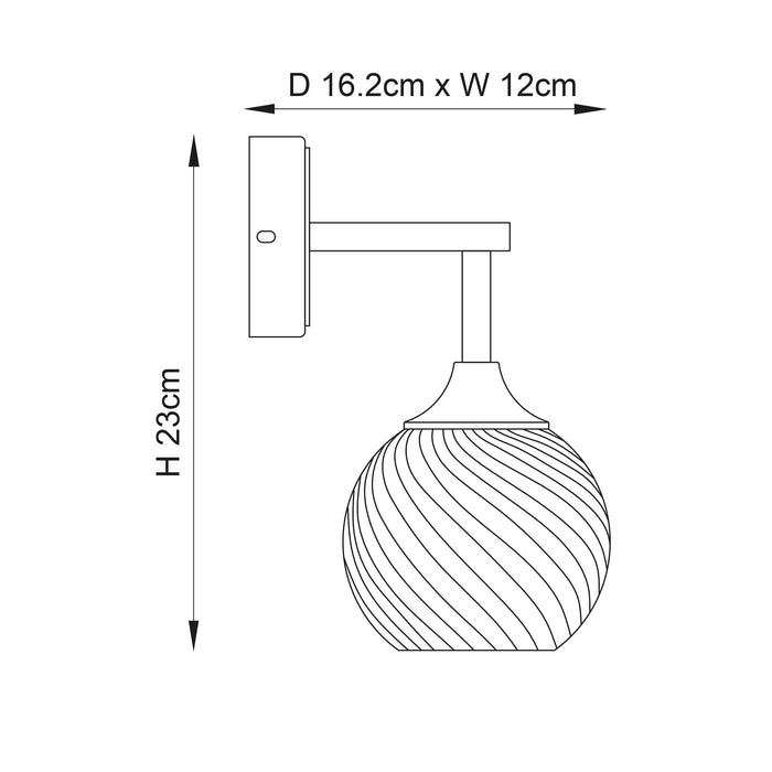 allegra nickel wall light spiral glass shade by Endon Lighting Dining Room Close Up Image