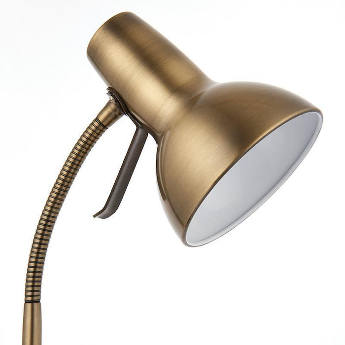 Amalfi Antique Brass Desk Lamp with USB close up image