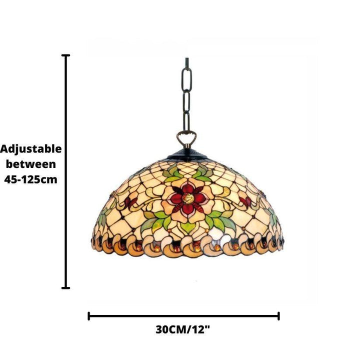 angelique tiffany small ceiling pendant light adjustable chain single bulb Close Up Lit Image