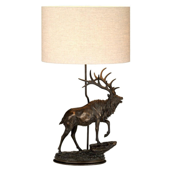 Angus 1 Light Bronze Table Lamp With Natural Oval Shade  Elstead Lighting 1