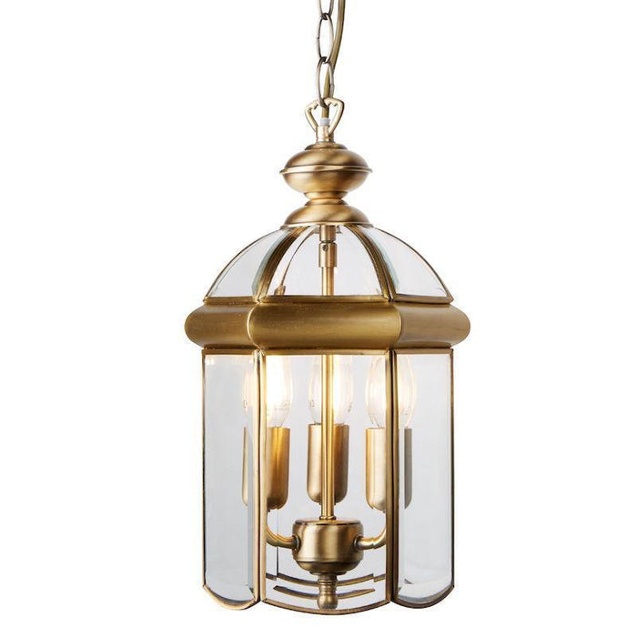 Antique Brass Domed 3 Light Lantern Ceiling Light-Ceiling Pendant Lights-1-Tiffany Lighting Direct