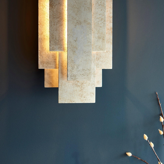 antwerp rectangular silver art deco wall light close fitting image