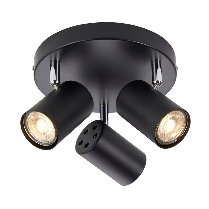 arezzo 3 light round black spotlightby saxby lighting