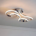 Aria Chrome LED Modern Semi Flush Ceiling Light Living room close up
