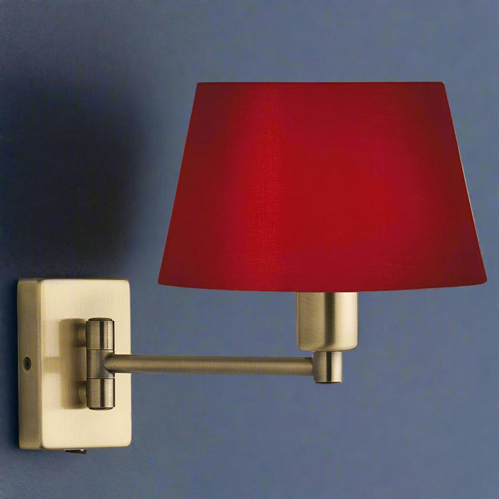 Armada Antique Brass Wall Light with Red Shade