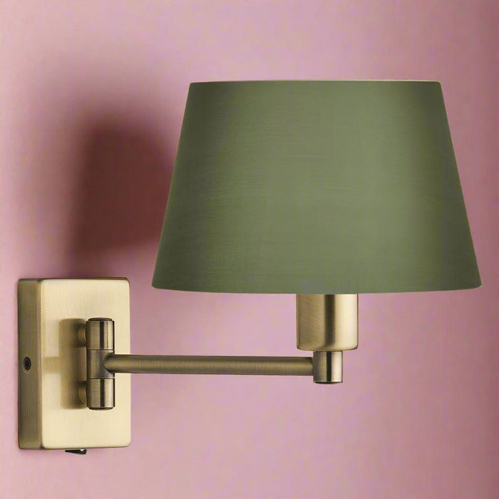 Armada Antique Brass Wall Light with Green Shade