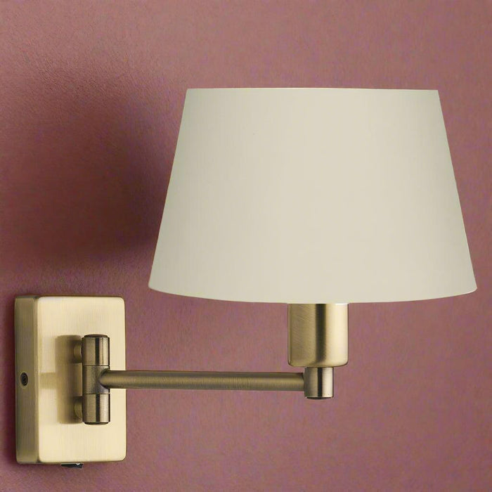 Armada Antique Brass Wall Light with Cream Shade