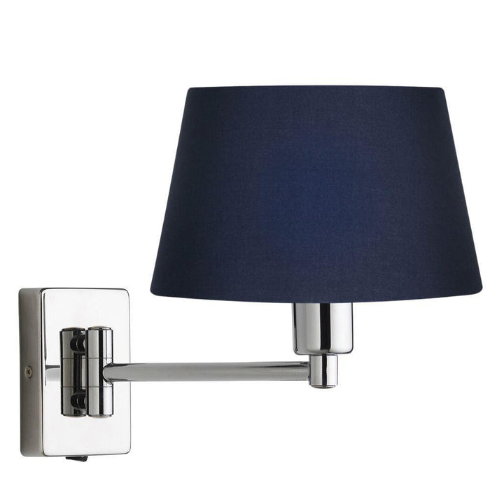 Armada Chrome Wall Light with Navy Blue Shade