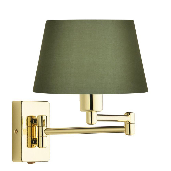 Armada Polished Brass Wall Light with Green Shade