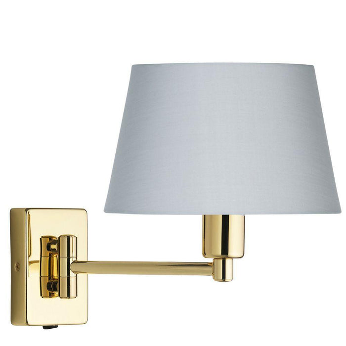 Armada Polished Brass Wall Light with Soft Grey Shade