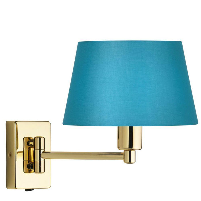 Armada Polished Brass Wall Light with Blue Shade
