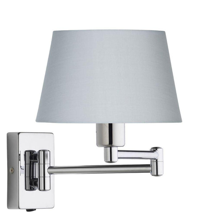 Armada Chrome Wall Light with Soft Grey Shade