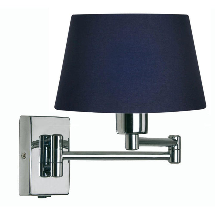Armada Chrome Wall Light with Navy Blue Shade