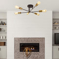 Armstrong 6 Light Black & Satin Brass Ceiling Light Living room close up