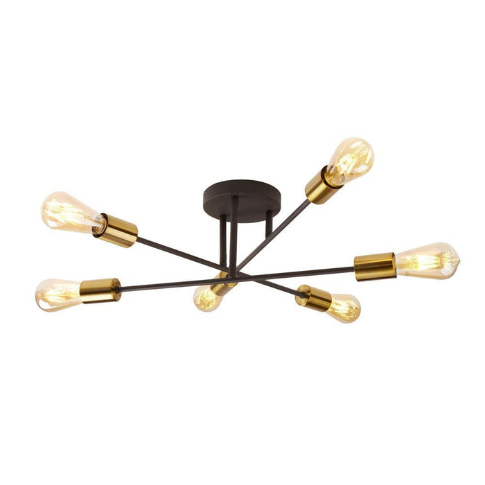 Armstrong 6 Light Black & Satin Brass Ceiling Light Living room Image