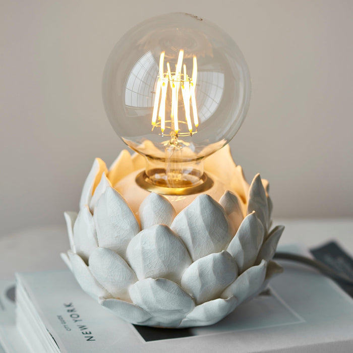 Artichoke 1 Light Beige Ceramic Table Lamp very close up
