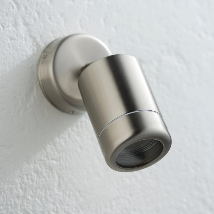 atlantis stainless steel outdoor silver spotlight ip65 7wby Saxby Lighting, close up image