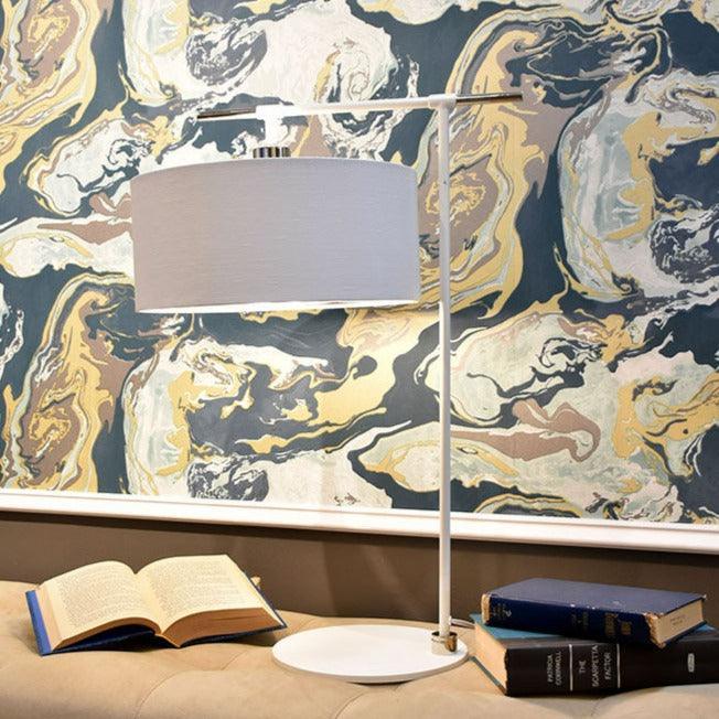 Balance 1 Light Table Lamp - White and Polished Nickel  Elstead Lighting 2