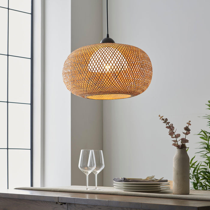 Bali Natural Bamboo Ceiling Pendant Light-Ceiling Pendant Lights-Endon Lighting Living Room Lighting Tiffany Lighting Direct
