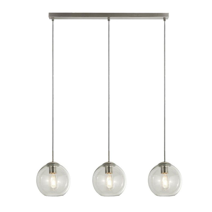 Balls 3 Light Chrome Bar Pendant With Clear Glass Shades-Ceiling Pendant Lights-1-Tiffany Lighting Direct