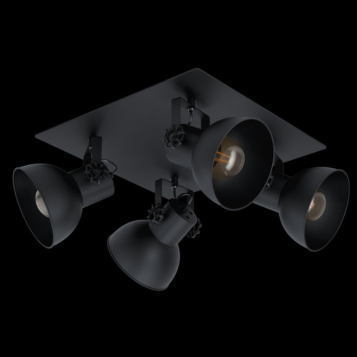 eglo barnstaple 1 black 4 light plate spotlight living room image