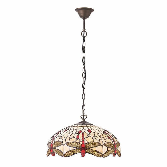 Beige Dragonfly Medium 1 Light Tiffany Ceiling Light — close-up detail