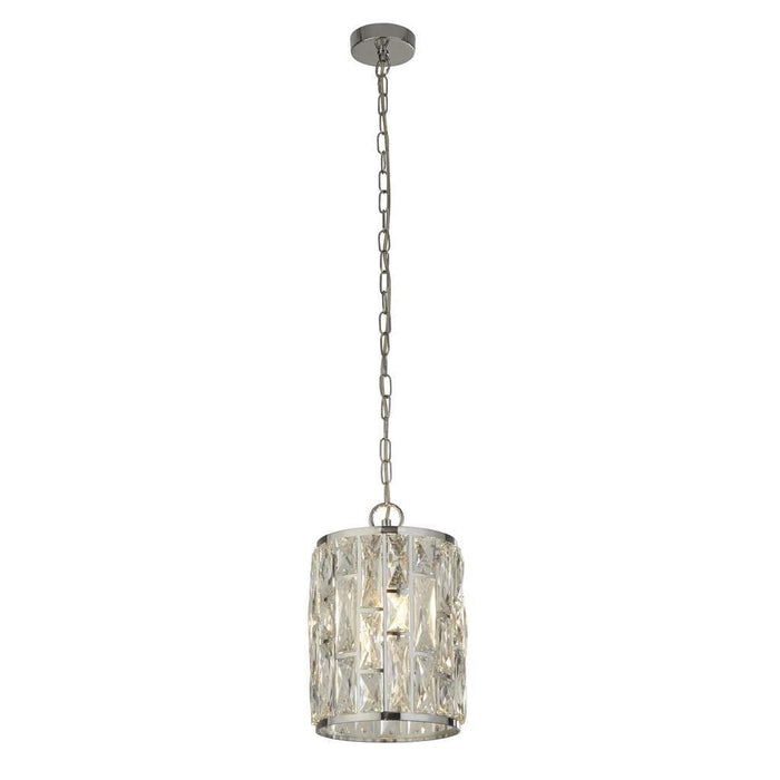 Bijou 1 Light Chrome Pendant - Crystal Glass Searchlight-Ceiling Pendant Lights-1-Tiffany Lighting Direct
