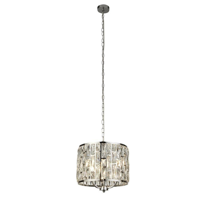 Bijou 3 Light Chrome Ceiling Pendant - Crystal Glass-Ceiling Pendant Lights-1-Tiffany Lighting Direct