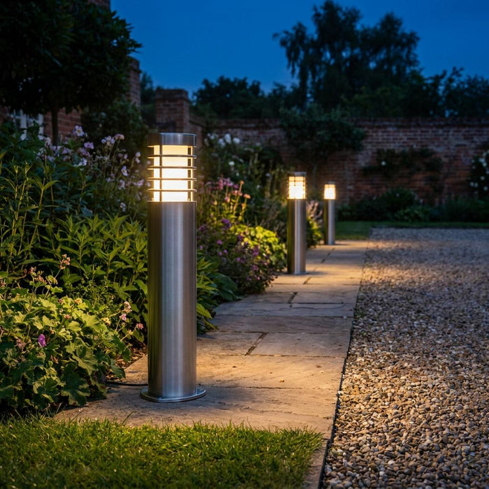 Bliss Silver Outdoor Bollard Post IP44 10.5W - Warm White