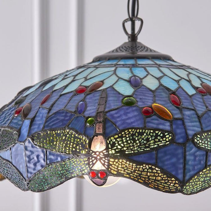 blue dragonfly medium tiffany ceiling light 3 bulb fitting Hallway Lighting Image
