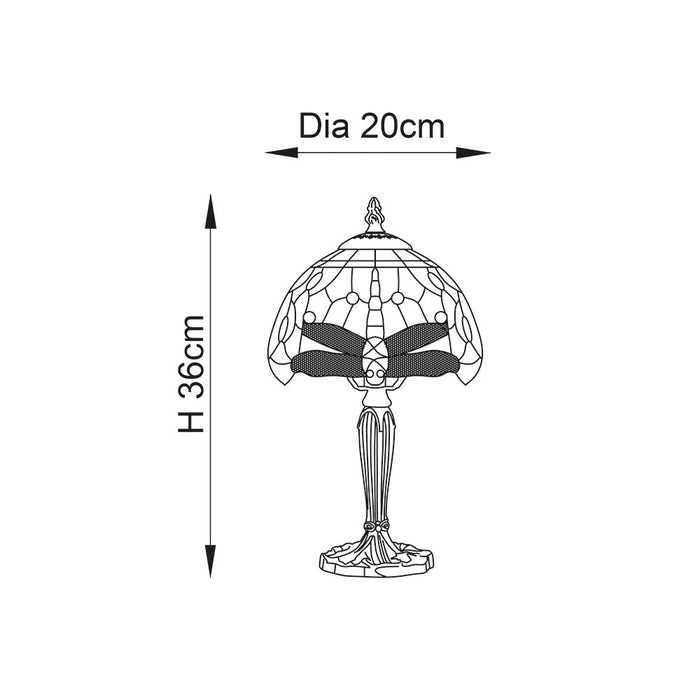 Blue Dragonfly Tiffany Intermediate Table Lamp — rear view