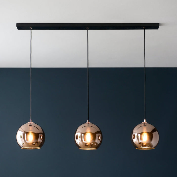 Boli Kitchen Island Light Copper Shades blue wall