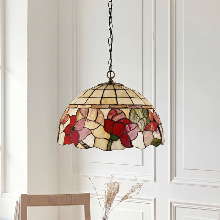 Border Medium Tiffany Ceiling Light - Single Bulb Fitting — alternate view