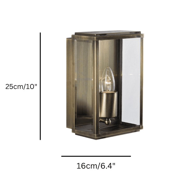 box outdoor 1 light antique brass wall porch lantern   by searchlighting lighting, living room image